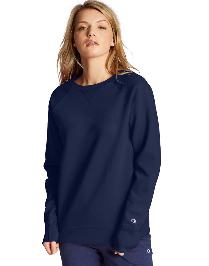 Champion Powerblend Fleece Classic Crew - Naisten Laivastonsininen Collegepaita - Suomi 0261389-RJ